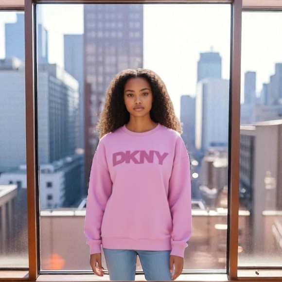 DKNY Pink Sweatshirt New with Tags size Medium crew neck sz Medium - Picture 2 of 13